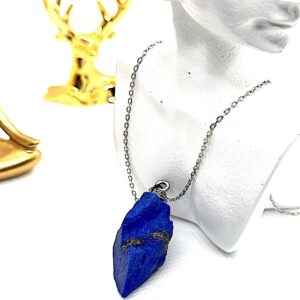 Natural Lapis Lazuli  Rough Pentant – 925 Silver Chain