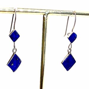 Seliver Plated Lapiz Lazuli Earrning Royal Blue Stone