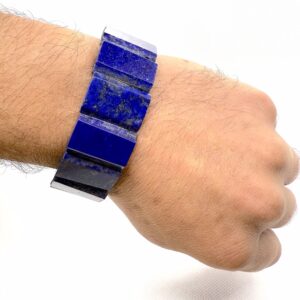 Wide Rectangle-Cut Lapis Lazuli Bracelet – Royal Afghan Shine