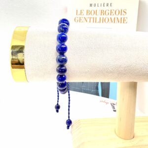 Deep Blue Beaded Lapis Bracelet – Adjustable Cord Style
