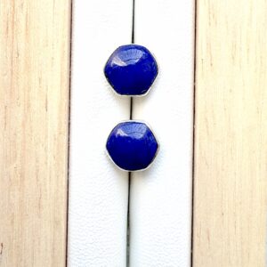 Traditional Lapis Ear Clips – Silver Plated