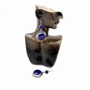 Round Dome Lapis Lazuli Earrings – Handcrafted in Silver