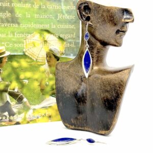 Crystal Post Twist Drop Sterling Silver & Lapis Earrings