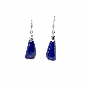 Afghan Lapis Dangle Earrings Silver Mount Design