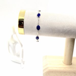 Afghan Lapis Bracelet Links – Handmade with Silver Charm