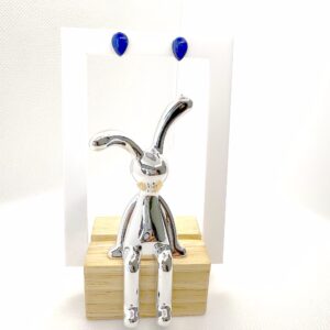 Pear Shaped Lapis Lazuli  Ear Clips – Silver Plated