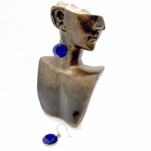 Classic Lapis Stud Earrings – Silver-Plated Simplicity