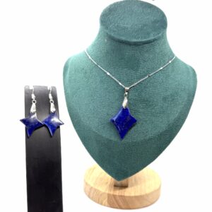 Celestial Star-Cut Lapis Lazuli Set – Pendant & Earrings