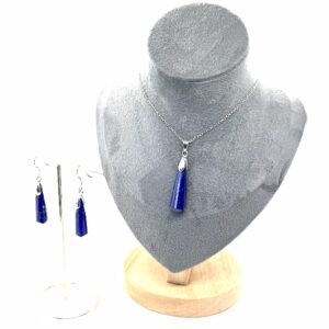 ⁠Lapis Cylinder Charm – Cylindrical Lapis Lazuli Jewelry Set
