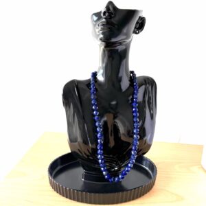 Natural Lapis Lazuli  Diamond Cut Round Bead Necklace