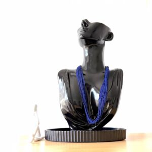 Afghan Cascade – multi-Strand Lapiz Lazuli  Beaded Necklace