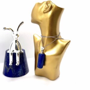 Slim Bar Lapis Pendant – Polished Deep Blue