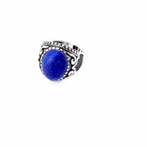 Royal Oval Lapis Lazuli Men’s Ring – Bold Blue Elegance in Pure Silver