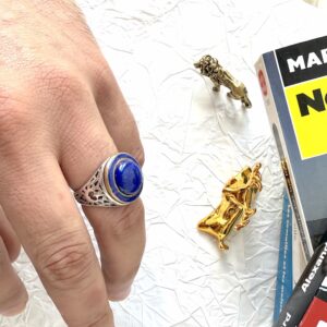 Celestial Round Lapis Lazuli Ring – Pure Silver Brilliance for the Modern Man