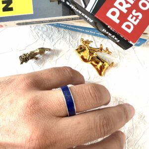 True Blue Commitment – Lapis Lazuli Inlay Men’s Band in Pure Silver