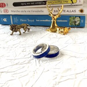 Together in Blue – Lapis Lazuli Engagement or Wedding Band Set