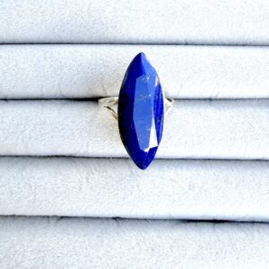 Blue Majesty – Marquise Lapis in Polished Silver Setting