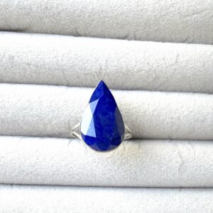 Tear of Wisdom – Elegant Pear Cut Lapis & Silver Ring