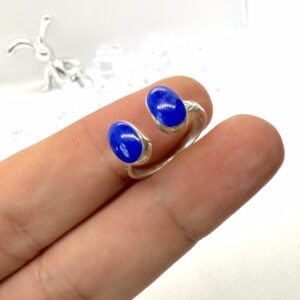 Timeless Blue Duo – Oval Lapis Lazuli Rings in Pure Silver