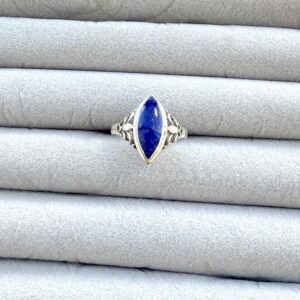 Afghan Marquise – Sleek Lapis Lazuli Silver Ring