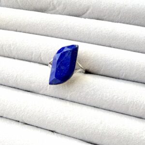 Majestic Marquise – Faceted Lapis Lazuli Ring in Solid Silver